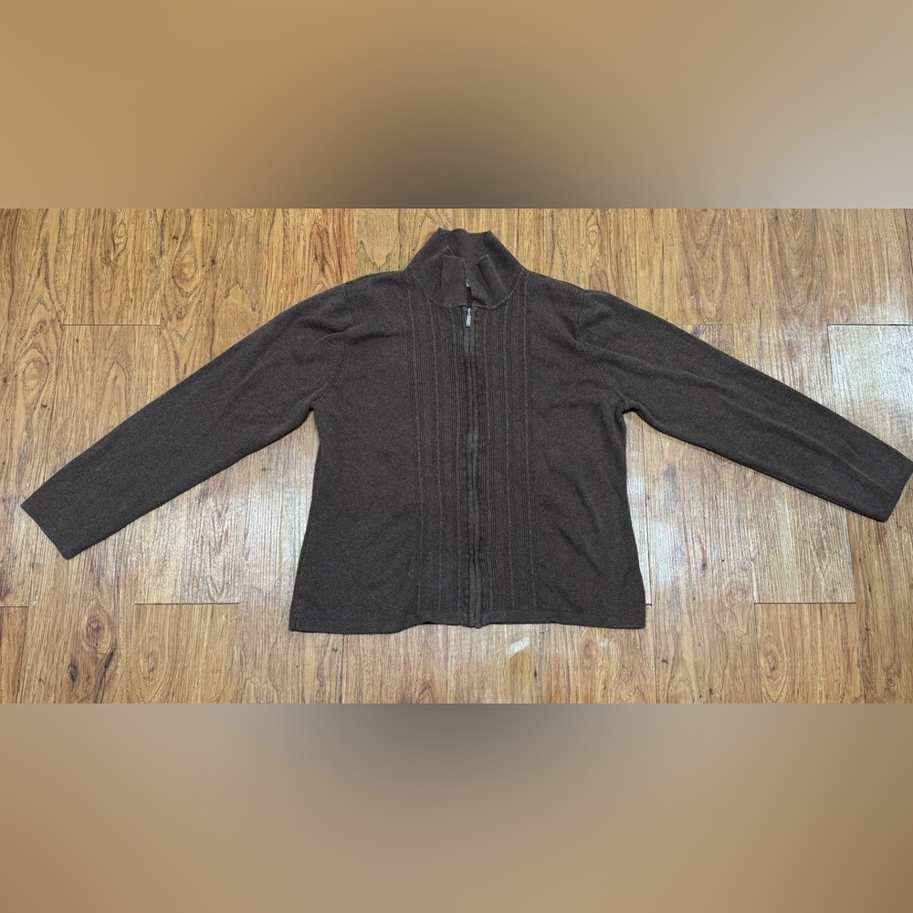 Croft And Barrow, Women, 100 % Cotton, Zip-Up, Brown, Sweater, Size XL